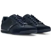 BOSS für Herren. 50498265 Saturn marineblaue Lederturnschuhe (45), Wohnung, Schnürsenkel, Lässig