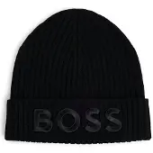 BOSS Strickmütze aus Schurwolle mit Logo-Stickerei Grösse ONESI
