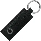 BOSS Schlüsselanhänger aus strukturiertem Leder mit metallenem Logo-Detail