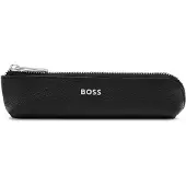 BOSS Stifte-Etui aus schwarzem genarbtem Leder mit Logo-Schriftzug Grösse ONESI