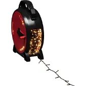 Konstsmide Micro LED Lichterkette mit Kabelaufroller, 800 warm weiße Dioden, 30V, Außen (IP44), schwarzes Soft-Kabel - 3838-107