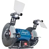 Scheppach Schleifgerät/Doppelschleifer SM150L | Schruppscheibe, Schlichtscheibe, Schleifstein | 400 W Leistung | Bohrung Durchmesser : 150/12,7 mm