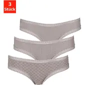 LASCANA Brasilslip 3er-Pack, aus elastischer Baumwolle mit weicher Spitze