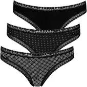 LASCANA String 3er-Pack, aus elastischer Baumwolle mit weicher Spitze