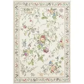 Theko Teppich "Flomi Sagrini", rechteckig, 4 mm Höhe, Flachgewebe, Pastell-Farben, Blumen Design