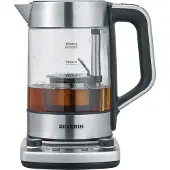 Severin Tea Maker, Wasserkocher mit Temperatureinstellung und Quick-Boil-Funktion, Glas, bis zu 1,7L Wasser oder 1L Tee, Edelstahl/schwarz, WK 3422