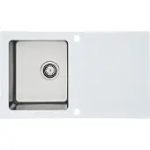 Respekta Küchenspüle Glas Einbauspüle Edelstahl Spüle 86 x 50 Weiß New York
