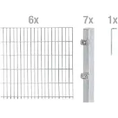 Alberts Doppelstabmatten Zaun, Höhe 140 cm, Länge 12 m, Zaun-Komplettset zum Einbetonieren, feuerverzinkt, Pfosten 60x40 mm