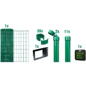 Alberts Fix-Clip Pro Gartenzaun, Höhe 102 cm, Länge 25 m, Zaun-Komplettset zum Einbetonieren, grün