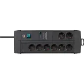 Brennenstuhl 1256000678, 3 m, Drinnen, Abgewinkelt, IP20, Schwarz, 8 AC-Ausgänge