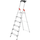 Hailo Stufenstehleiter L80 ComfortLine, EN 131, mit Multifunktionsschale & XXL-Stufen, bis 150 kg, 6 Stufen