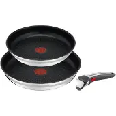 Tefal Pfannen-Set "Jamie Oliver Ingenio G6", Edelstahl, (Set, 3 tlg., je 1 Bratpfanne 24 und 28 cm, 1 Griff), backofengeeignet bis 250ÂC ohne Griff,Schüttrand, Induktion