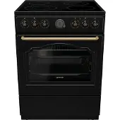 Gorenje GECS6B71CLB Elektroherd, Freistehender Herd, Schwarz, Drehregler, Vorne oben, Metall, Boden