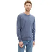 Tom Tailor V-Ausschnitt-Pullover mit kleiner Logo-Stickerei