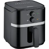 Severin Heißluftfritteuse, 5L, Heißluft Fryer gesundes Kochen, Fritteuse ohne Fett, antihaftbeschichteter Frittierkorb, 1500W, schwarz/silber, FR 2452