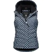 Ragwear Steppweste "Hesty Print" Weste mit abnehmbarer Kapuze und Hahnentritt Muster