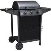Tepro Hampton Gasgrill, 3 Brenner, 11 kW, Edelstahl Schwarz pulverbeschichtet, mit Piezo-Zündung, Seitenbrenner und Thermometer, Grillfläche 82 cm, Maße: 104.0 x 55.4 x 97.7 cm