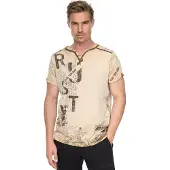 Rusty neal V-Neck T-Shirt mit Wildleder-Details und Nieten-Verlauf