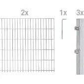 Alberts Doppelstabmatten Zaun, Höhe 100 cm, Länge 4 m, Zaun-Komplettset zum Einbetonieren, feuerverzinkt, Pfosten 60x40 mm