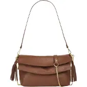 Samantha Look Umhängetasche , Damen, Gr. B/H/T: 33cm x 20cm x 6cm onesize, braun, Leder, leicht glänzend, unifarben, Taschen Umhängetasche, echt Leder, Made in Italy