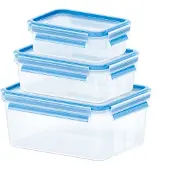 EMSA Frischhaltedose "Clip & Close", (Set, 3 tlg.), 0,55/1/2,2L,auslaufsicher, hygienisch, innovative Deckeltechnologie