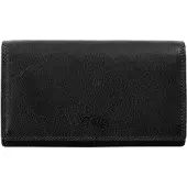 Cluty Schwarze Damen Leder Geldbörse mit RFID-Schutz, 17x9x4 cm, 20 Steckfächer, Münzfach