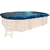 Interline Winterabdeckung Holzpools 6,40 x 4,00 m Oval, Pool-Winterabdeckung, Überirdischer Pool, Oval, Blau, Fiberglas, 6400 mm
