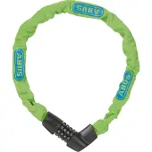 ABUS Kettenschloss Tresor 1385/75 Neon – Zahlenschloss aus gehärtetem Stahl – 6 mm starke Vierkantkette – -Sicherheitslevel 6 – 75 cm – Grün