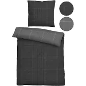 Biberna Mako-Satin Bettwäsche 0614606 KARO color: titanium, size: 1x 135x200 cm + 1x 80x80 cm