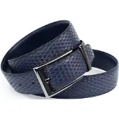 Anthoni Crown Ledergürtel , Herren, Gr. 100, blau (dunkelblau), Leder, gemustert, unifarben, Gürtel Ledergürtel, Klassischer Wendegürtel eine Seite Flechtoptik