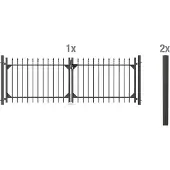 Alberts Zaundoppeltür "Chaussee" Breite: 300 cm, Höhe: 100 und 120 cm
