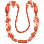 Collezione alessandro Lange Kette "Zilly" mit unterschiedlichen Holzperlen