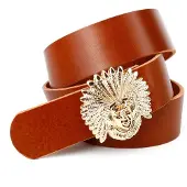 Anthoni Crown Ledergürtel , Damen, Gr. 100, braun, Leder, unifarben, Gürtel Ledergürtel, genarbt, mit glänzender Schließe