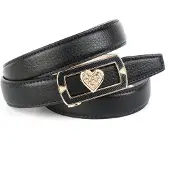 Anthoni Crown Ledergürtel , Damen, Gr. 100, schwarz, Leder, unifarben, Gürtel Ledergürtel, mit aufwendiger Schmuck-Schließe, Herz, Glitzersteine