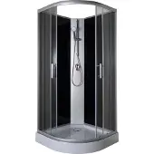 Sanotechnik Komplettduschkabine RIO BLACK 90 x 90 x 204 - Dusche komplett - Doppel Schiebetüren - Sicherheitsglas - Duschkabine