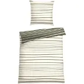 Schiesser Bettwäscheset Wesley | Gestreift | Renforcé | 2-teilig | 100% Baumwolle | Angenehm weich & glatt | YKK-Reißverschluss | 135x200 cm + 80x80 cm | Grün