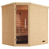 Weka Sauna "Design-Sauna KEMI" Blockbohlen, vorgefertigte Elemente, moderne Ganzglastür