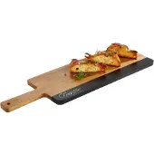 Aps AKAZIE SCHIEFER Servierbrett, Holzbrett ausgestattet mit Naturschieferstreifen, Maße (B x L x H): 42 x 18 x 1,5 cm, Griff: 14 cm