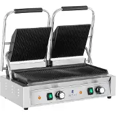 Royal Catering Doppel Kontaktgrill - 3.600 W - geriffelt RCPKG-3600-R