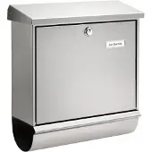 Burg wachter Briefkasten Comfort-Set 39130 NI mit Zeitungsfach und Namensschild, Rostfreier Edelstahl, Einwurf-Format DIN C4