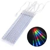 Macleans Solar LED Eiszapfen Lichterkette 144 LED 8x Eiszapfen RGB Lichtervorhang 2,4m Weihnachtsbeleuchtung IP44 Dekoration Solarleuchte