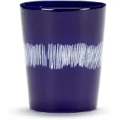 Serax Teeglas Feast Tablware by Ottolenghi Dark Blue Stripes White 330 ml