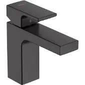 Hansgrohe Vernis Shape Einhebel-Waschtischmischer 100 CoolStart mit isolierter Wasserführung und Zugstangen-Ablaufgarnitur, Mattschwarz