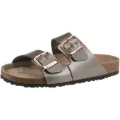 Tamaris Damen Pantolette zwei Riemen Schnalle Lederfußbett 1-27503-42, Größe:39 EU, Farbe:Grau