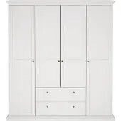 Ebuy24 Venedig Kleiderschrank 4-Trg. mit 2 Schubladen Breite 181 cm, Höhe 200 cm weiss.