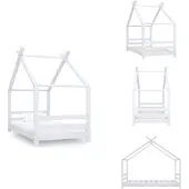 vidaXL Kinder-Bettgestell Weiß Massivholz Kiefer 80x160 cm - Baby- & Kleinkinderbetten