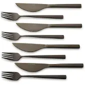 Echtwerk EW-PK-2205 Pizzabesteck-Set Pizzaset Steakbesteck Essbesteck 8-tlg. 4 Personen 4 Pizzamessern und 4 Pizzagabeln Edelstahl Silber-Edition, Farbe:Black