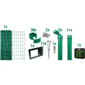 Alberts Fix-Clip Pro Gartenzaun, Höhe 81 cm, Länge 25 m, Zaun-Komplettset mit Bodenhülse ohne Betonieren, grün