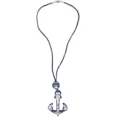 Collezione alessandro Lange Kette "Merle" mit Ankeranhänger und Rindslederband