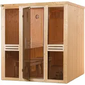 Weka Sauna "Elementsauna KAARINA 2" platzsparende Nischensauna, 2 Fensterelemente, moderne Ganzglastür